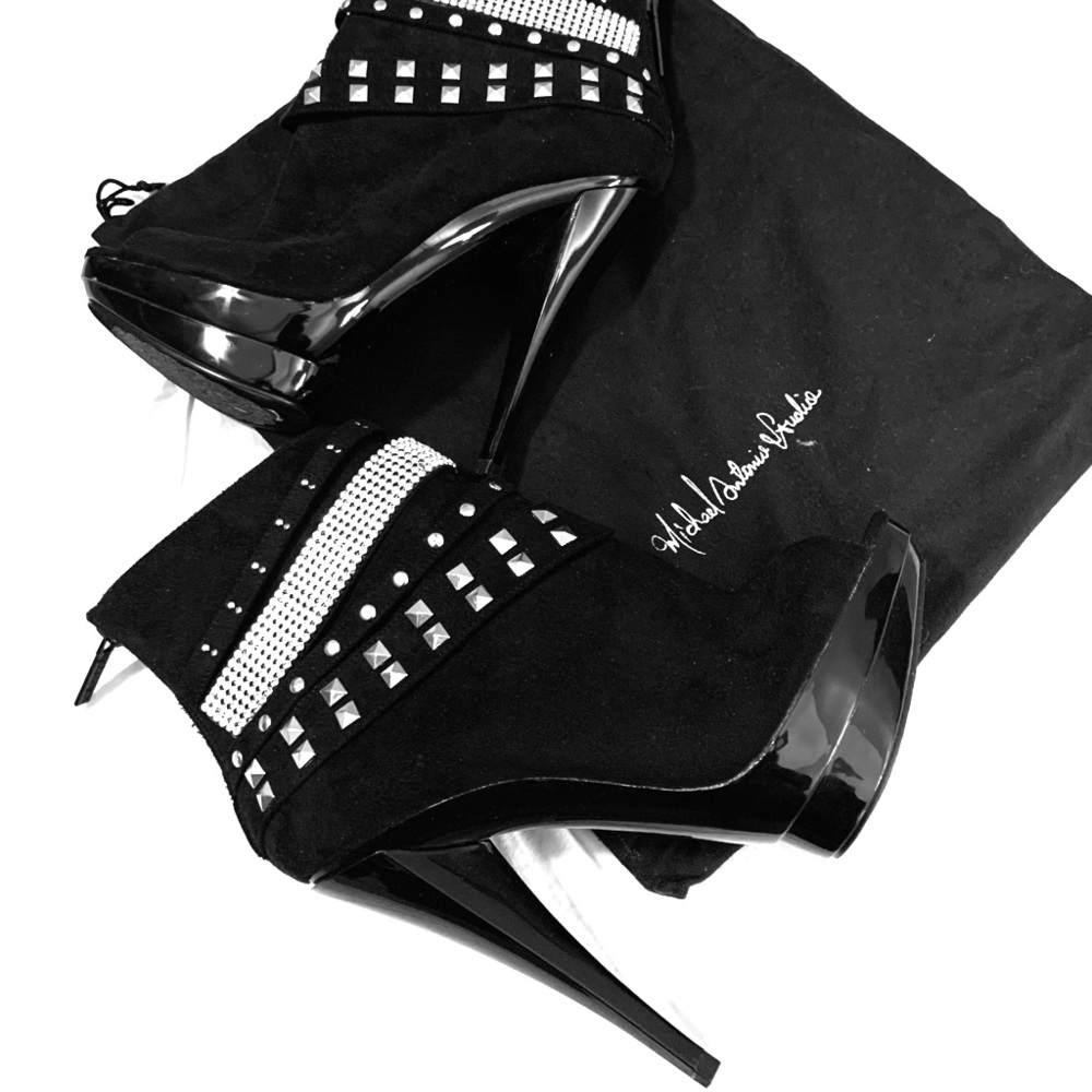 Embellished high heeled booties